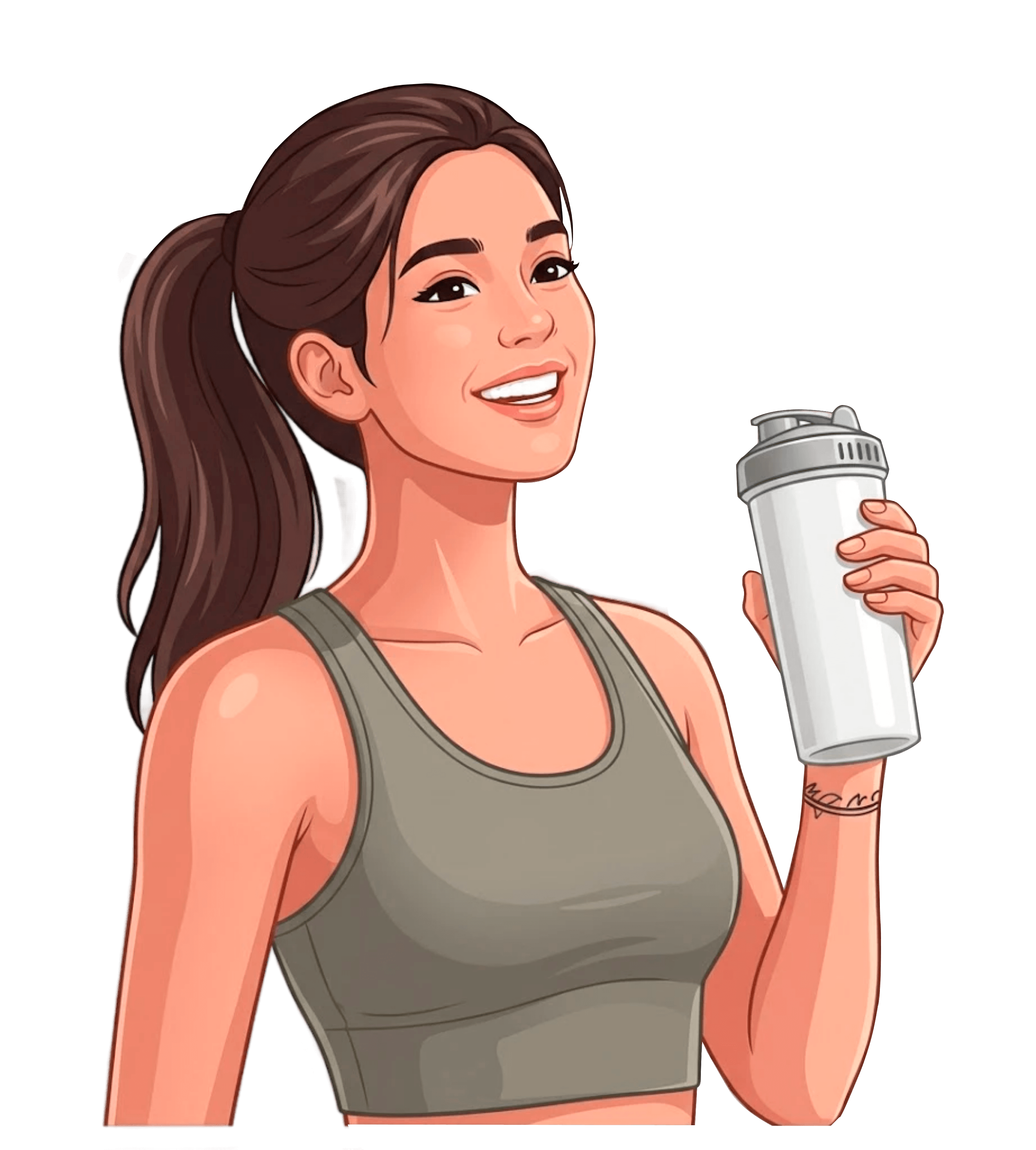 Illustration of a fit woman holding a shaker bottle