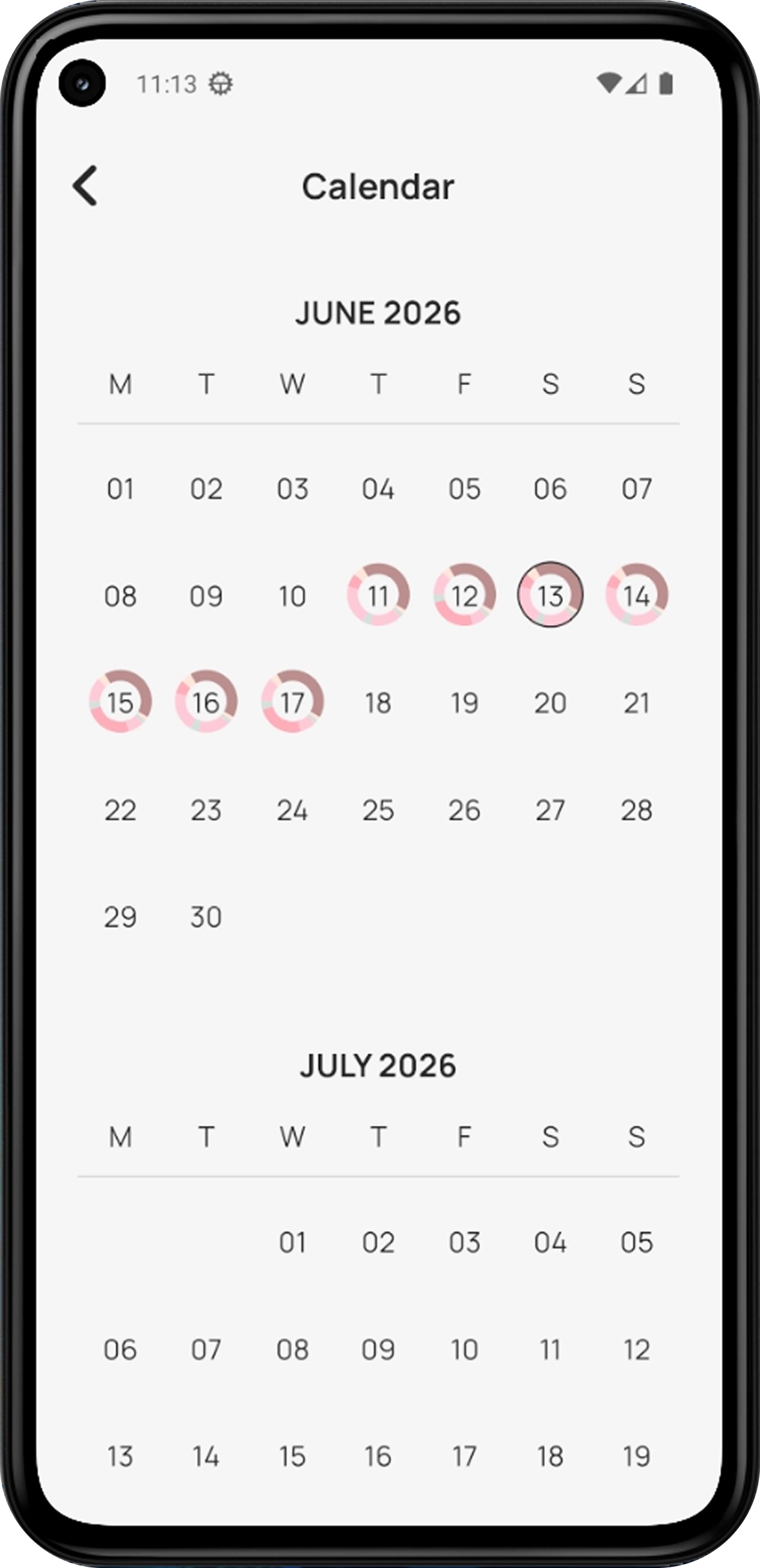 Systematico calendar view showing habit consistency rings